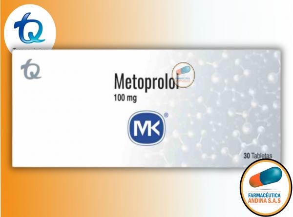 METOPROLOL 100 MG CAJA X 30 TABLETAS MK